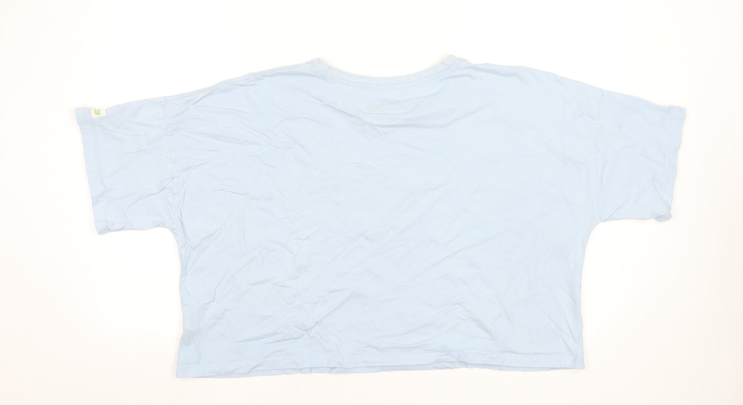 Primark Sesame Street Women's Blue XL Cropped Cookie Monster T-Shirt