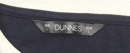 Dunnes Womens Blue Long Sleeve Cropped T-Shirt Size L