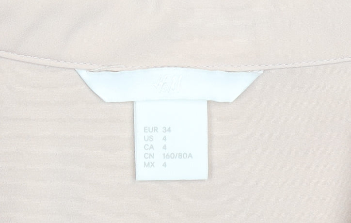 Womens UK Size 8 H&M Beige Wrap Blouse