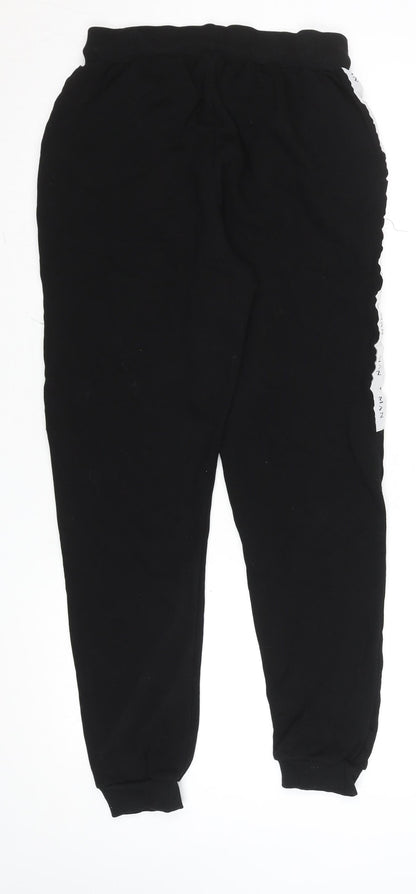 boohooMAN Men’s Black Jogger Trousers Size M Elastic Waist Side Stripe