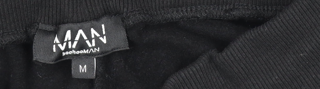 boohooMAN Men’s Black Jogger Trousers Size M Elastic Waist Side Stripe
