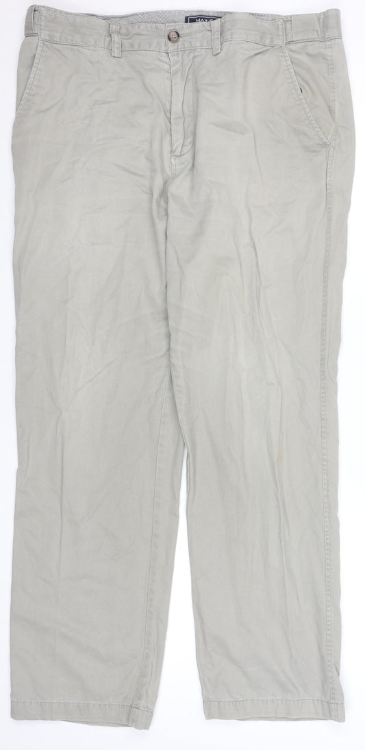 Maine New England Men's Beige 38R Chino Trousers Straight Cotton