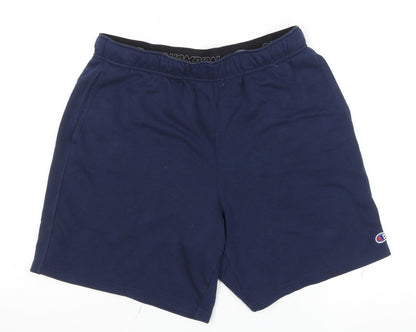 Champion Men’s Navy Blue Sweat Shorts M Cotton Blend Elastic Waist