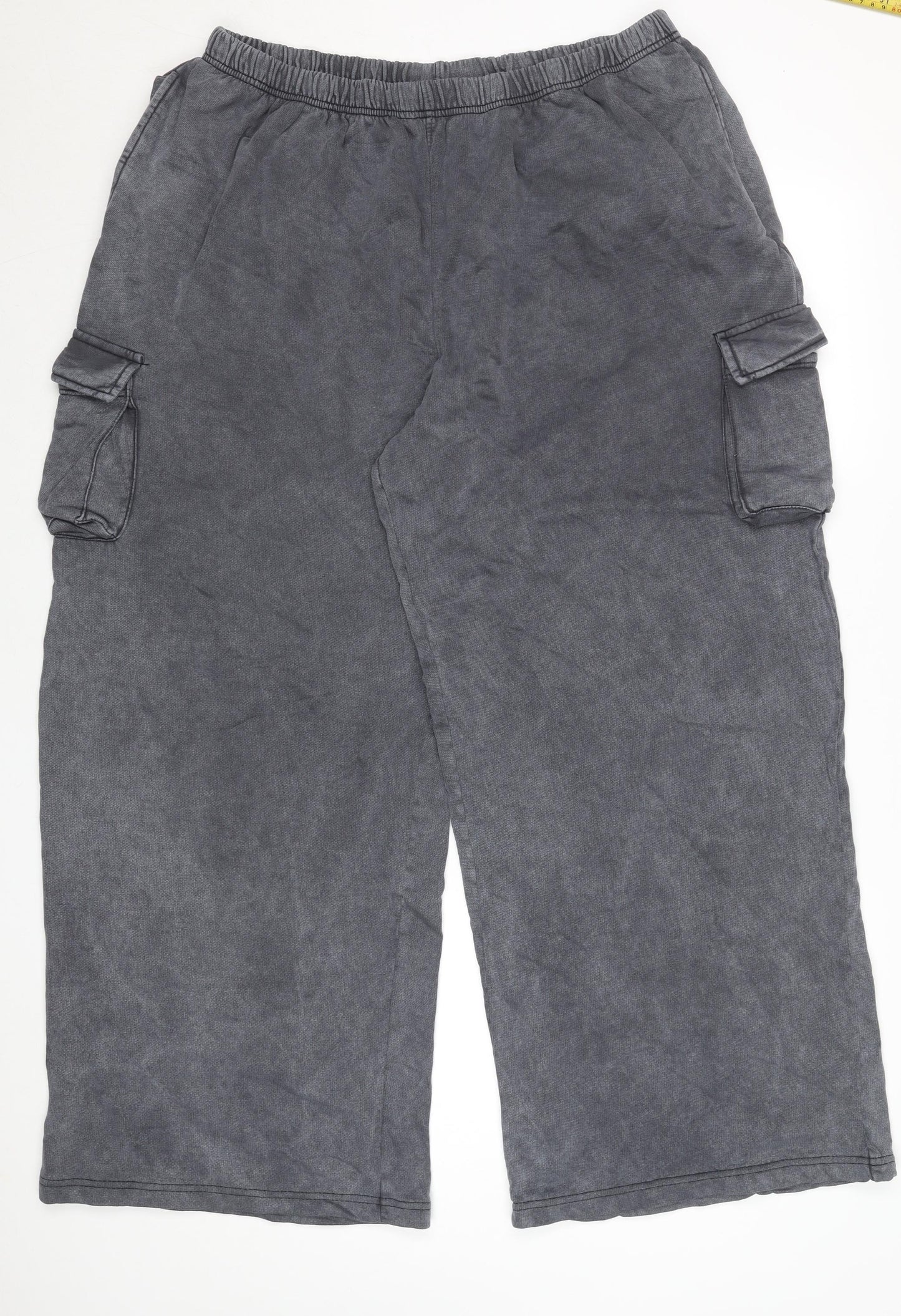 Boohoo Women’s Grey XL Cargo Jogger Activewear Trousers 100% Cotton