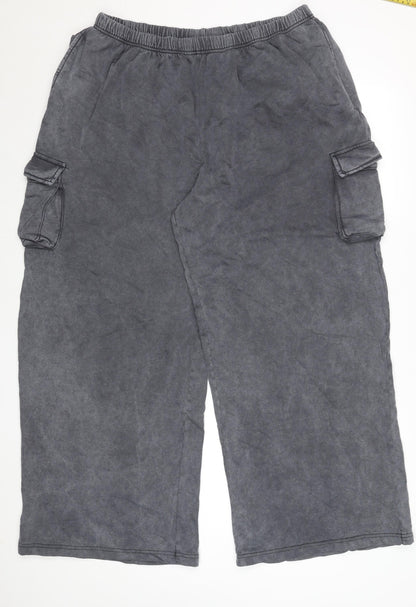Boohoo Women’s Grey XL Cargo Jogger Activewear Trousers 100% Cotton