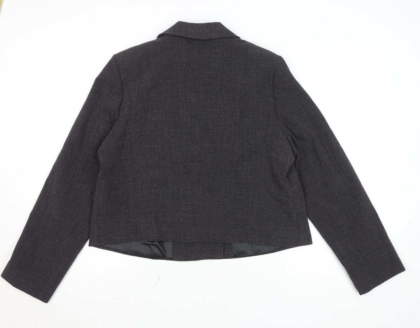 F&F Women’s Grey Cropped Blazer Jacket UK 12 Tailored One-Button