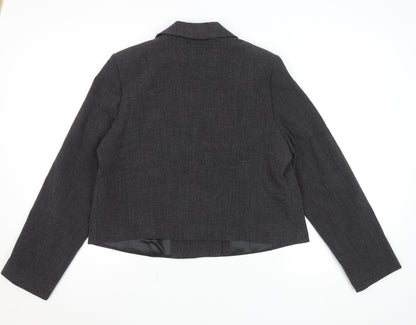 F&F Women’s Grey Cropped Blazer Jacket UK 12 Tailored One-Button