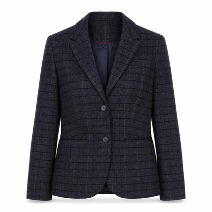 Crew Clothing Womens Grey Check Wool Blend Blazer UK 8