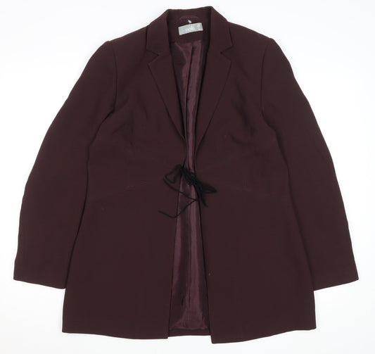Wallis Womens Burgundy Polyester Lined Suit Jacket Size 12 Classic Fit