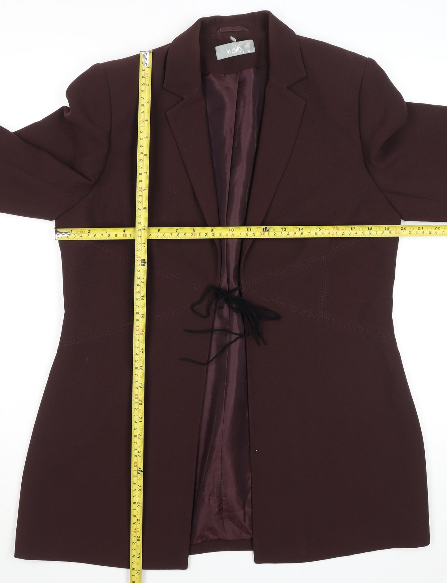 Wallis Womens Burgundy Polyester Lined Suit Jacket Size 12 Classic Fit