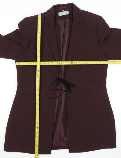 Wallis Womens Burgundy Polyester Lined Suit Jacket Size 12 Classic Fit