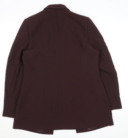 Wallis Womens Burgundy Polyester Lined Suit Jacket Size 12 Classic Fit