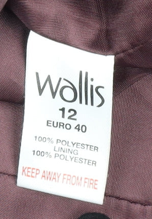 Wallis Womens Burgundy Polyester Lined Suit Jacket Size 12 Classic Fit