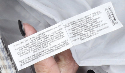 Primark Women Beige Checked Wool Blend Mid-Length Coat Size 12