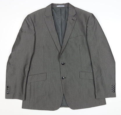 Burton London Men Grey 44R Classic Tailored Two-Button Blazer Jacket