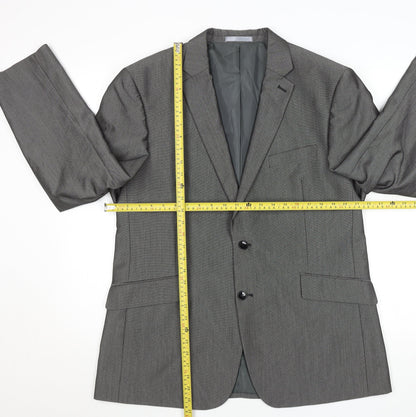 Burton London Men Grey 44R Classic Tailored Two-Button Blazer Jacket