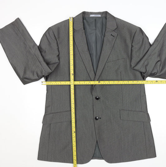 Burton London Men Grey 44R Classic Tailored Two-Button Blazer Jacket