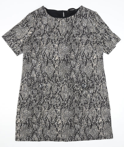Dunnes Women's Grey Animal Print Shift Dress Size 18