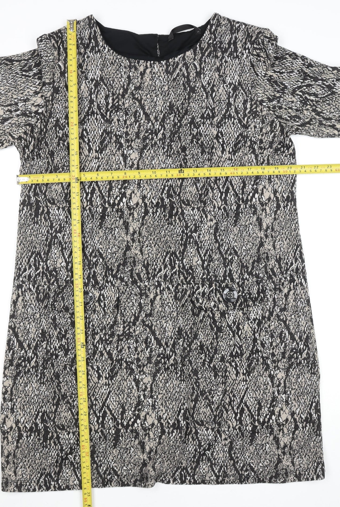 Dunnes Women's Grey Animal Print Shift Dress Size 18