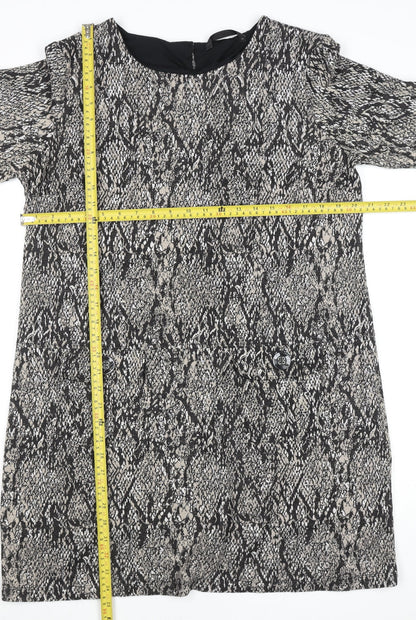 Dunnes Women's Grey Animal Print Shift Dress Size 18
