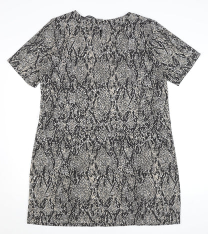 Dunnes Women's Grey Animal Print Shift Dress Size 18
