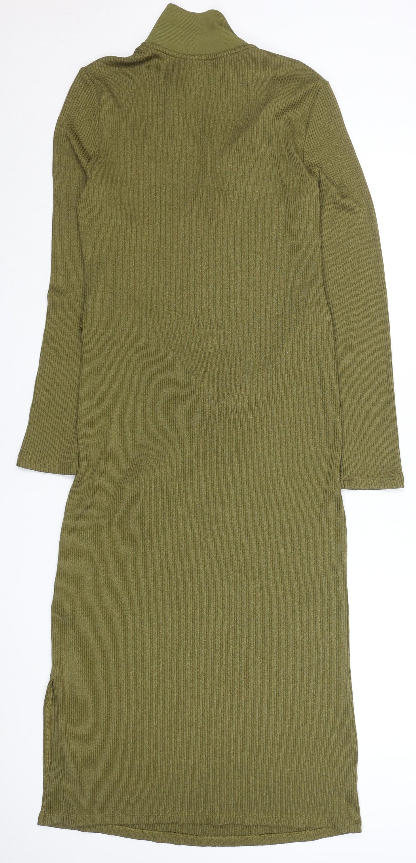 Marks and Spencer Womens Green Size 6 Collared Knit Midi Wrap Dress