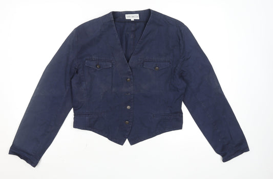 French Connection Women's Blue Cotton Cropped Blazer L