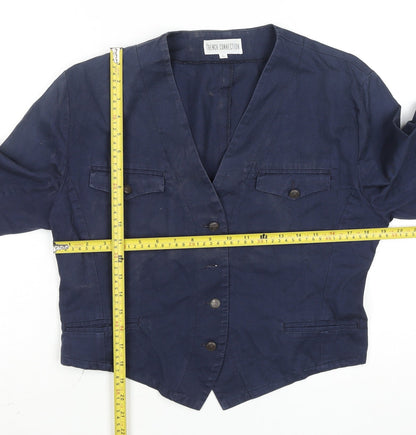 French Connection Women's Blue Cotton Cropped Blazer L