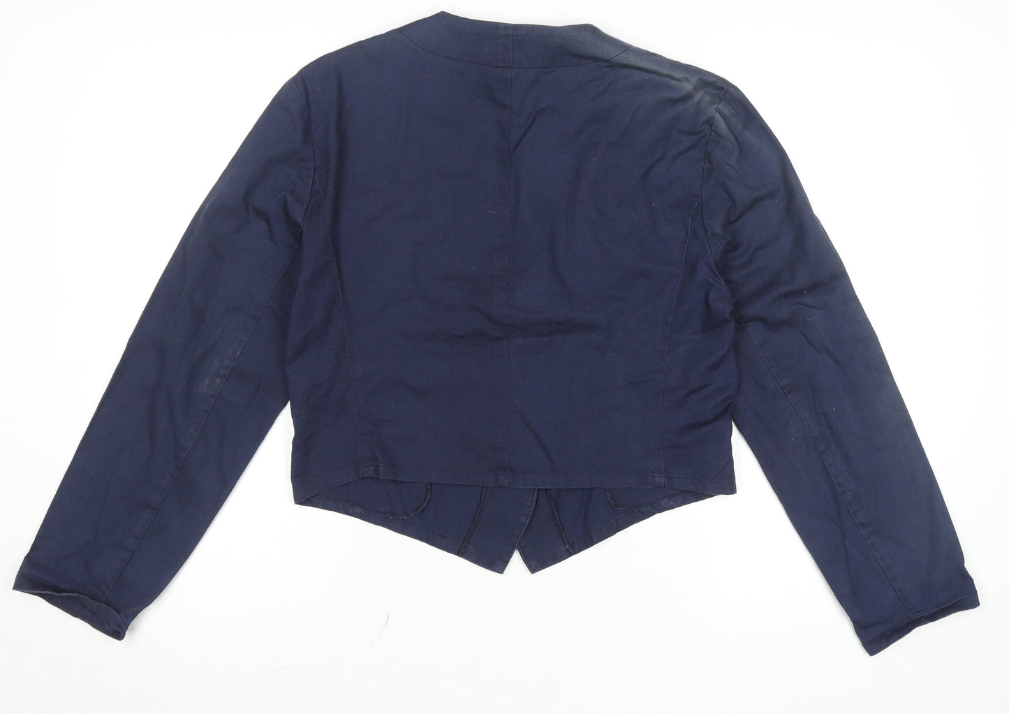 French Connection Women's Blue Cotton Cropped Blazer L