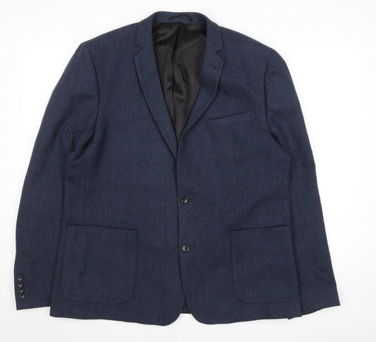 ASOS Men's Blue Wool Blend Blazer Jacket Size 40 Regular