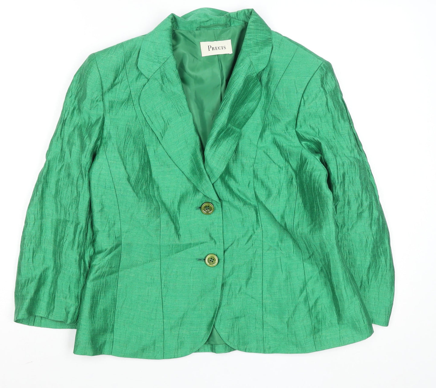Precis Women Green Linen Blend Blazer Size 12 Classic Fitted Jacket