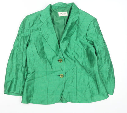 Precis Women Green Linen Blend Blazer Size 12 Classic Fitted Jacket