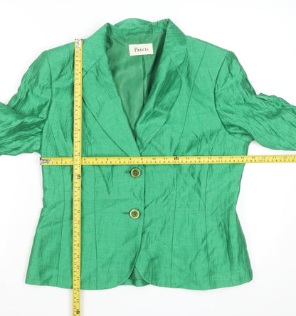 Precis Women Green Linen Blend Blazer Size 12 Classic Fitted Jacket