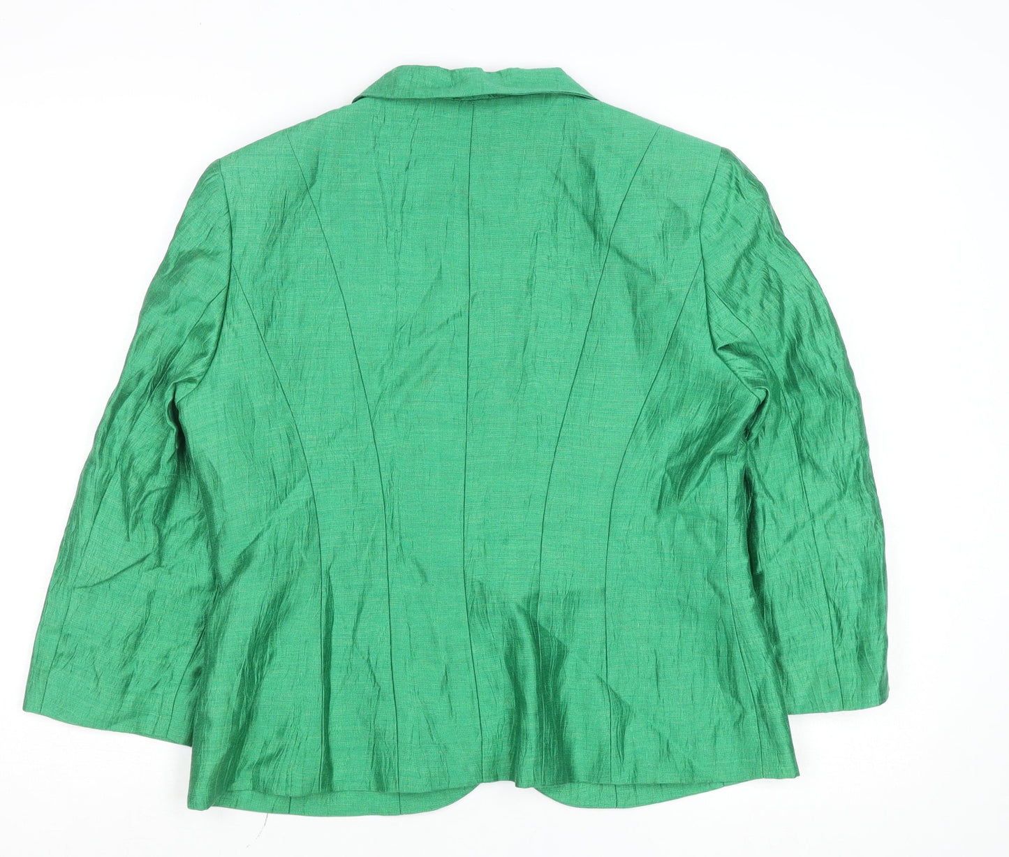 Precis Women Green Linen Blend Blazer Size 12 Classic Fitted Jacket
