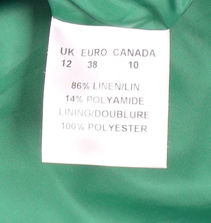 Precis Women Green Linen Blend Blazer Size 12 Classic Fitted Jacket