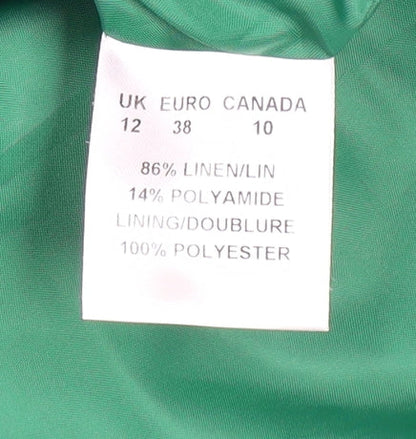 Precis Women Green Linen Blend Blazer Size 12 Classic Fitted Jacket