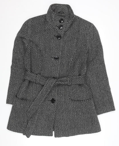 Autonomy Women’s Grey Tweed Belted Overcoat Size 16 Wool Blend