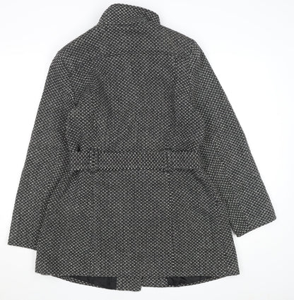 Autonomy Women’s Grey Tweed Belted Overcoat Size 16 Wool Blend