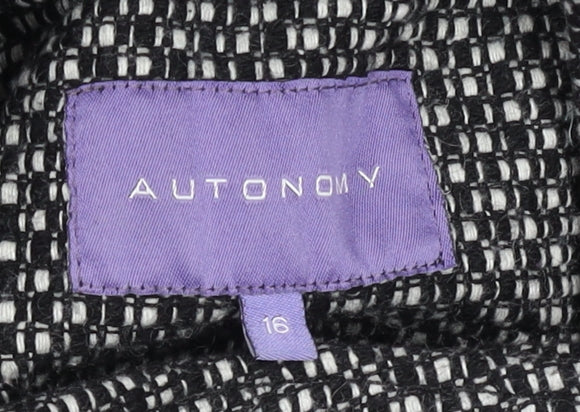 Autonomy Women’s Grey Tweed Belted Overcoat Size 16 Wool Blend