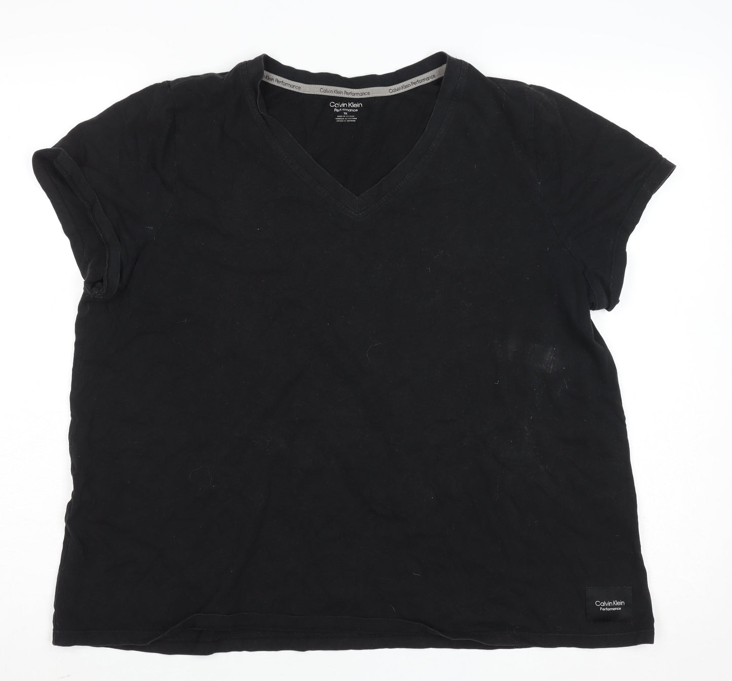Womens UK Size XL Calvin Klein Black Gym & Training Yoga Running & Jogging T-Shi