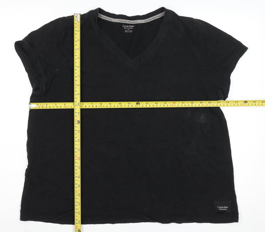 Womens UK Size XL Calvin Klein Black Gym & Training Yoga Running & Jogging T-Shi