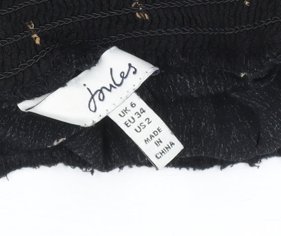 Joules Women's Black Midi A-Line Skirt Size 6 Embroidered Bee Print