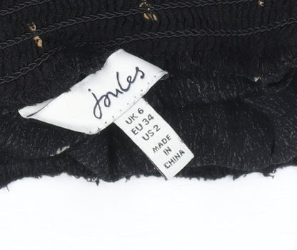 Joules Women's Black Midi A-Line Skirt Size 6 Embroidered Bee Print
