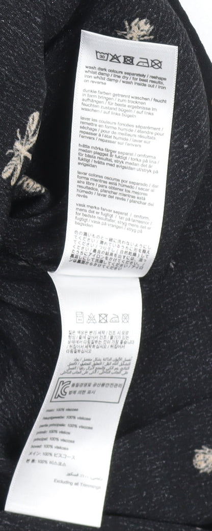 Joules Women's Black Midi A-Line Skirt Size 6 Embroidered Bee Print