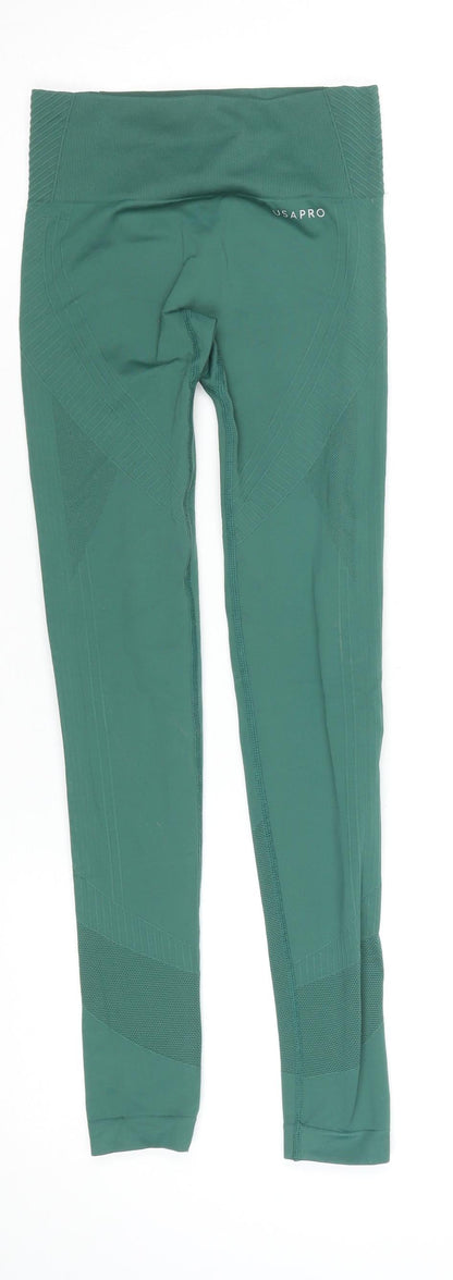 USA Pro Women Green Seamless Gym Leggings Size 6