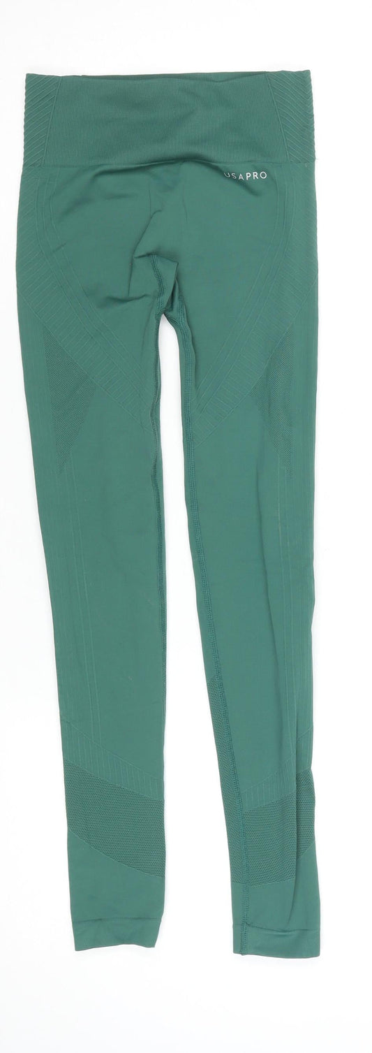USA Pro Women Green Seamless Gym Leggings Size 6