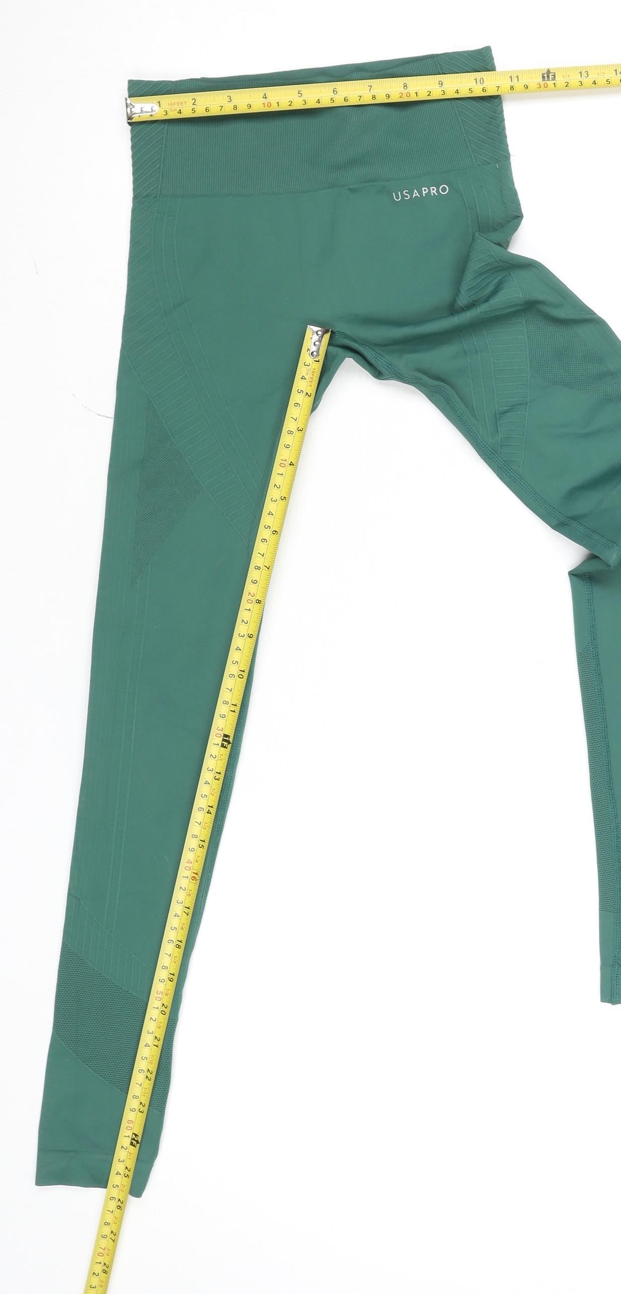 USA Pro Women Green Seamless Gym Leggings Size 6