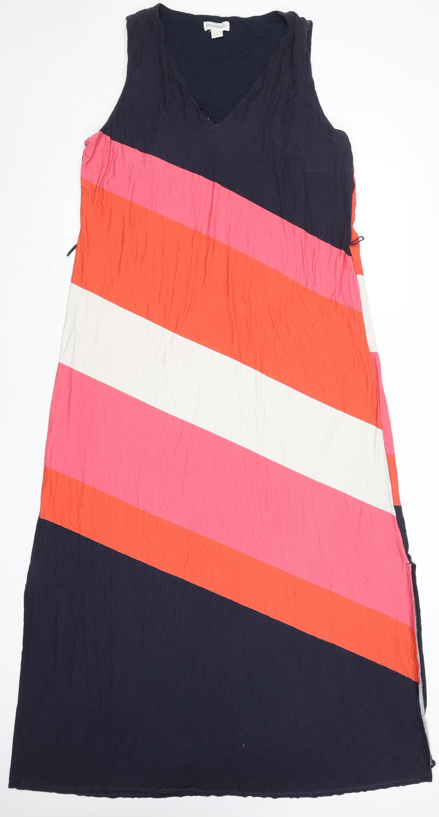 Monsoon Women’s Multicoloured Size 20 Sleeveless V-Neck Shift Midi Dress