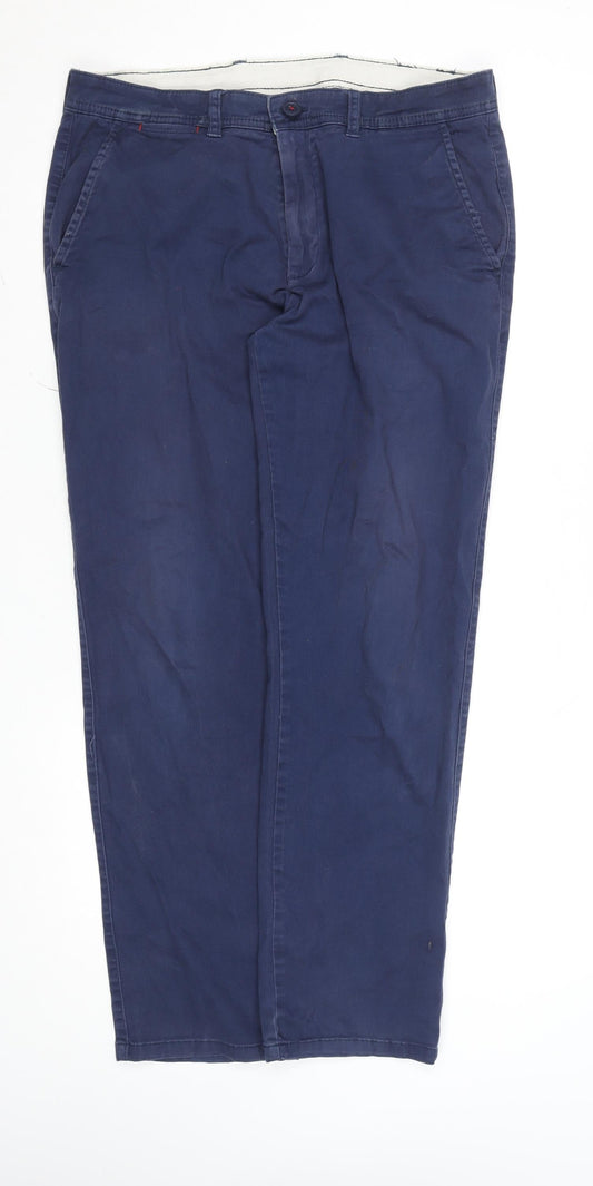 Albion Men's Blue 34R Chino Cotton Stretch Trousers