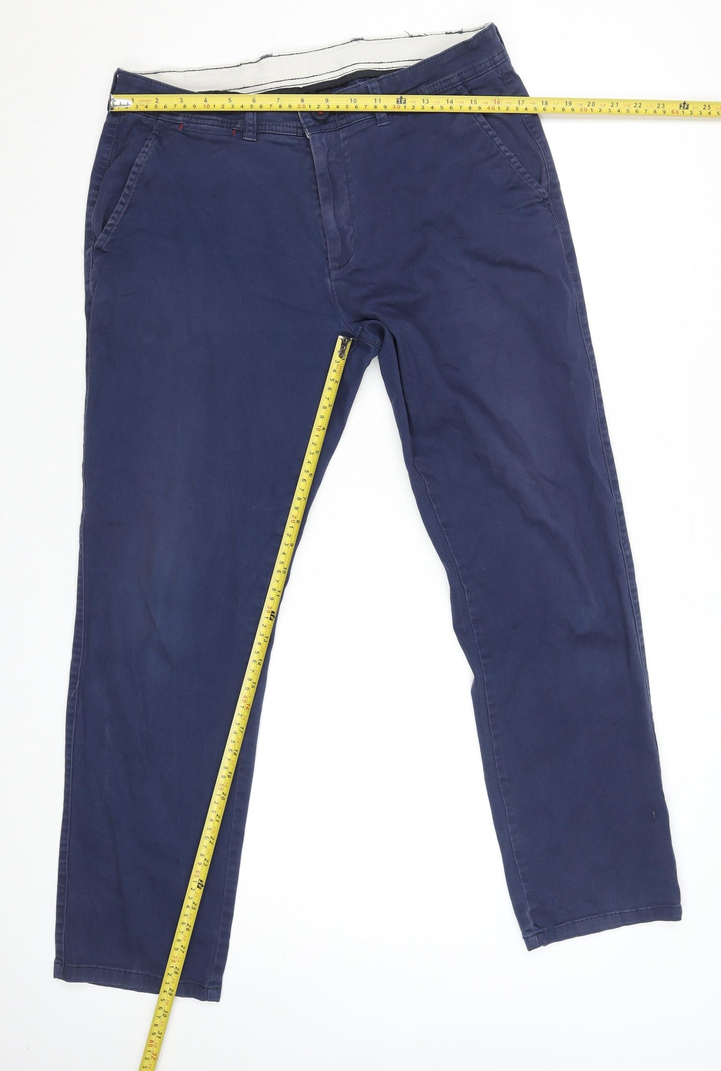 Albion Men's Blue 34R Chino Cotton Stretch Trousers